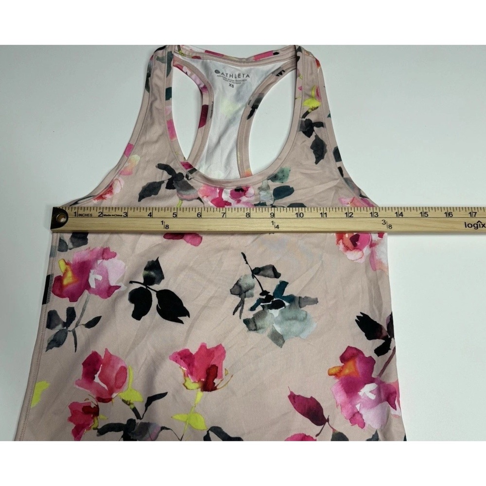 Athleta Tank Top Womens XS Shanti Pink Floral Printed Racerback Shirt Stretch - Picture 4 of 9